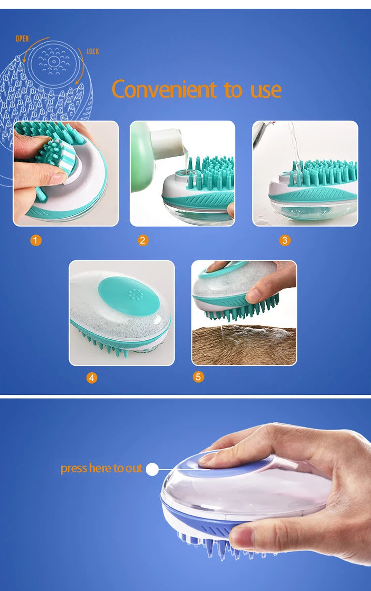 Pet Dog Cat Bath Brush 2-in-1 Pet SPA...