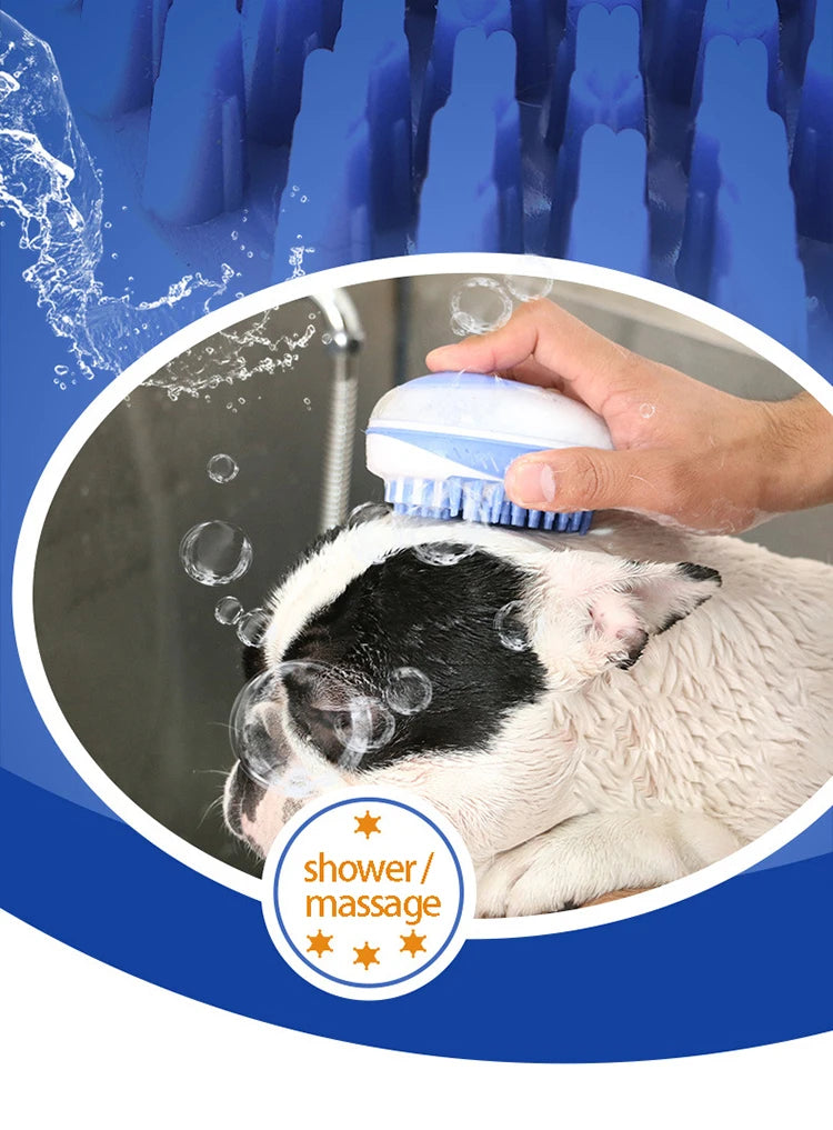 Pet Dog Cat Bath Brush 2-in-1 Pet SPA...