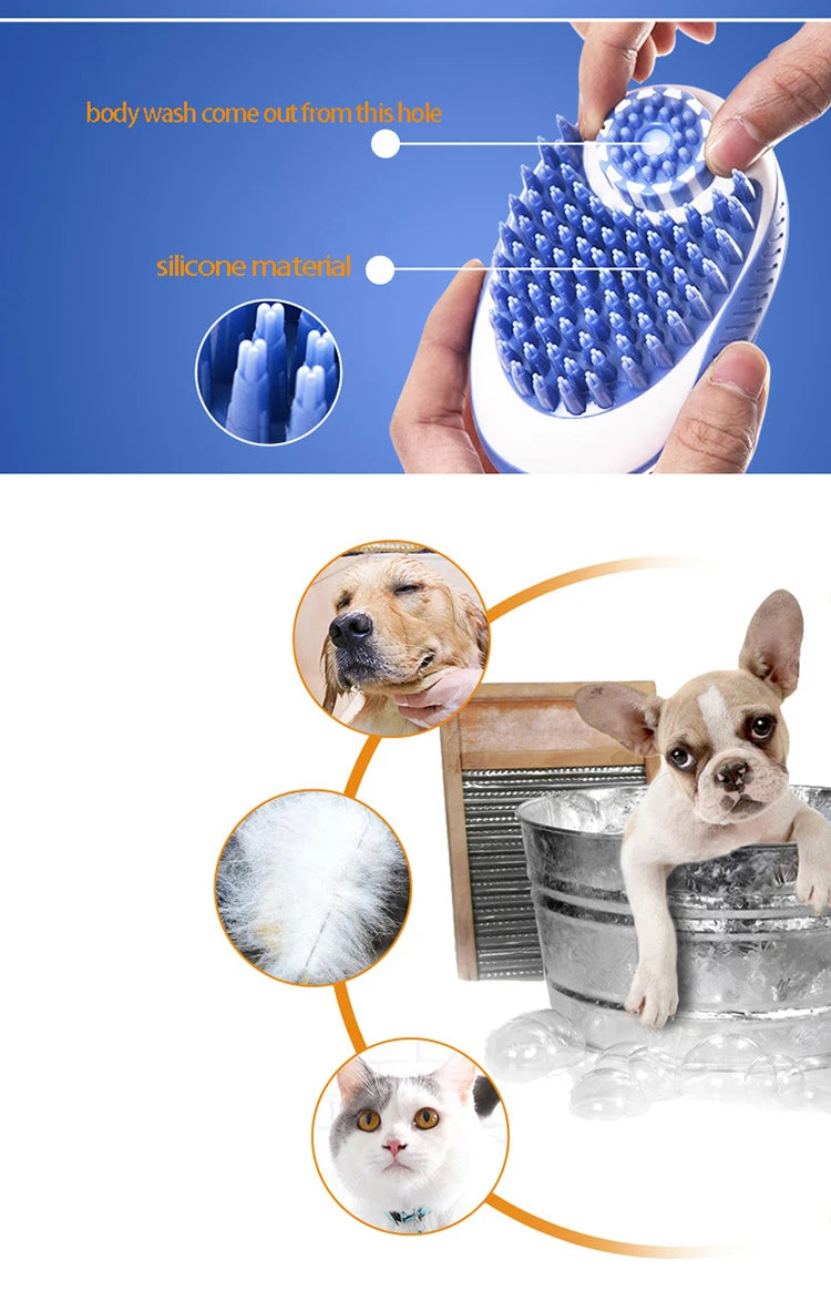 Pet Dog Cat Bath Brush 2-in-1 Pet SPA...