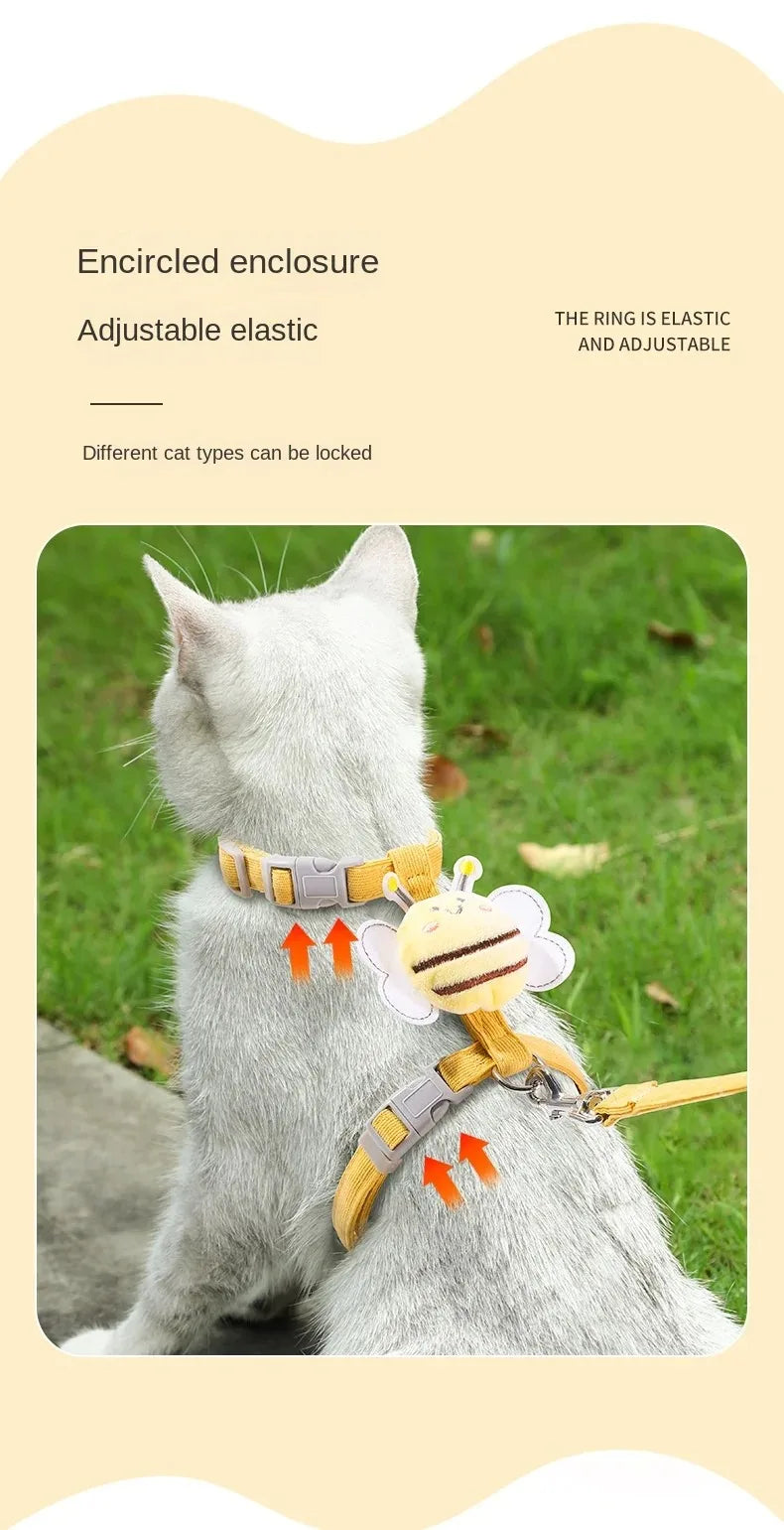 Cat Harness Leash Collar Set Adjustable...